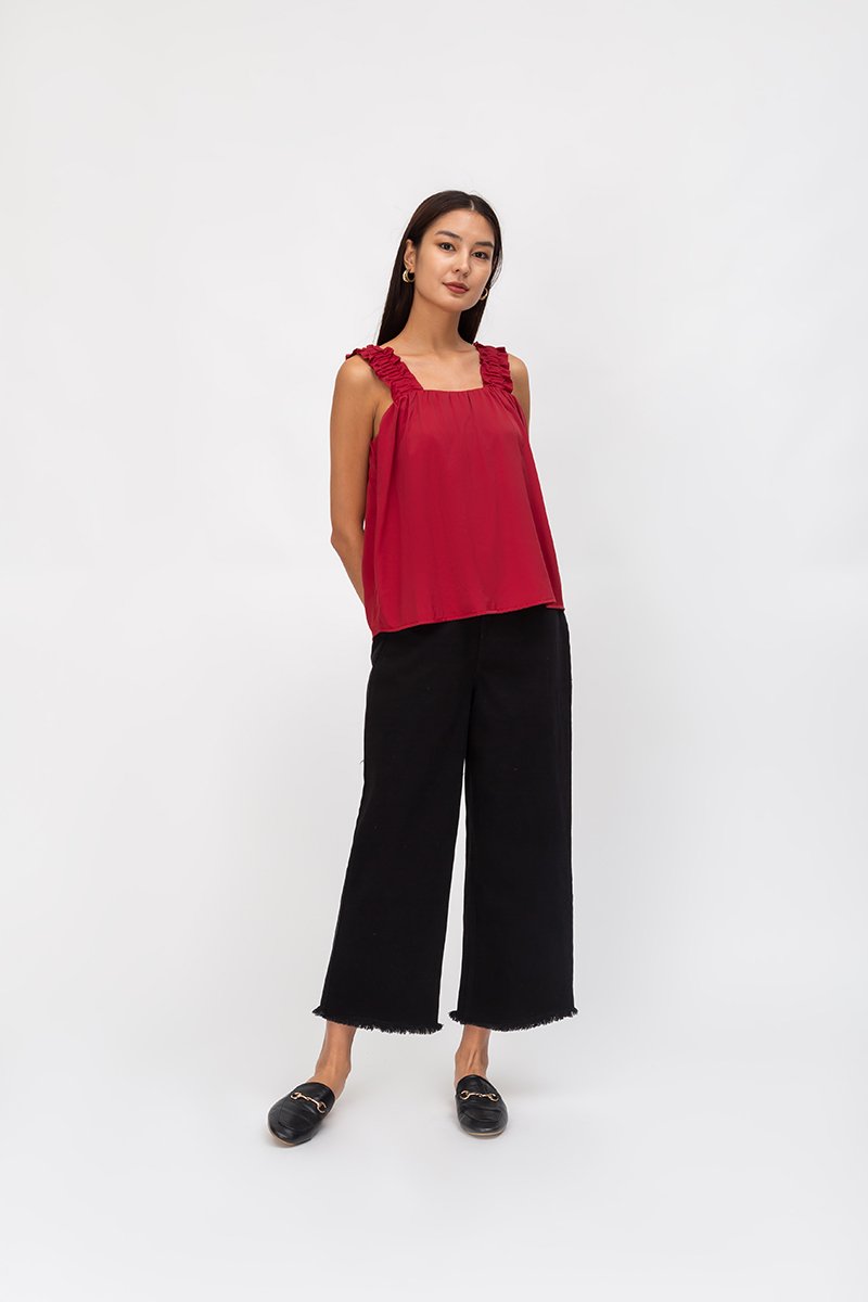 AYLIN RUCHED STRAPS TOP