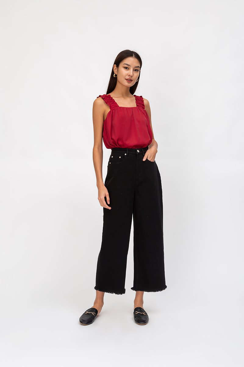 AYLIN RUCHED STRAPS TOP