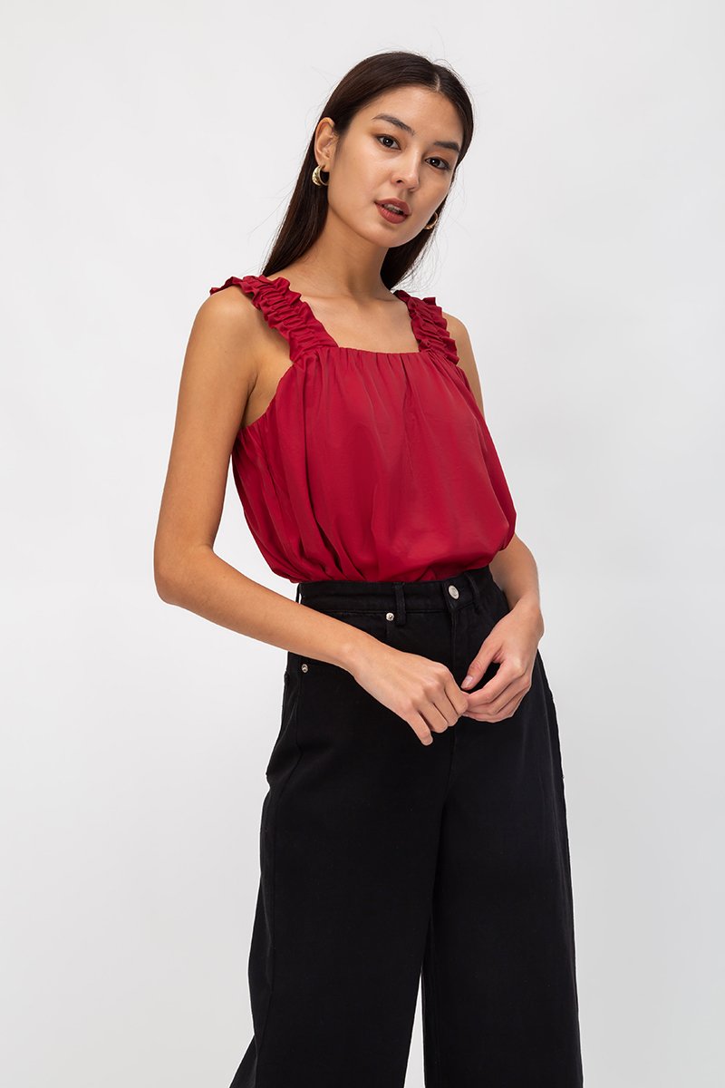AYLIN RUCHED STRAPS TOP