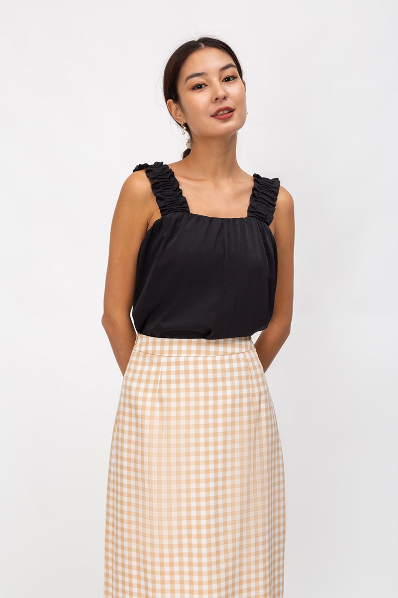 AYLIN RUCHED STRAPS TOP
