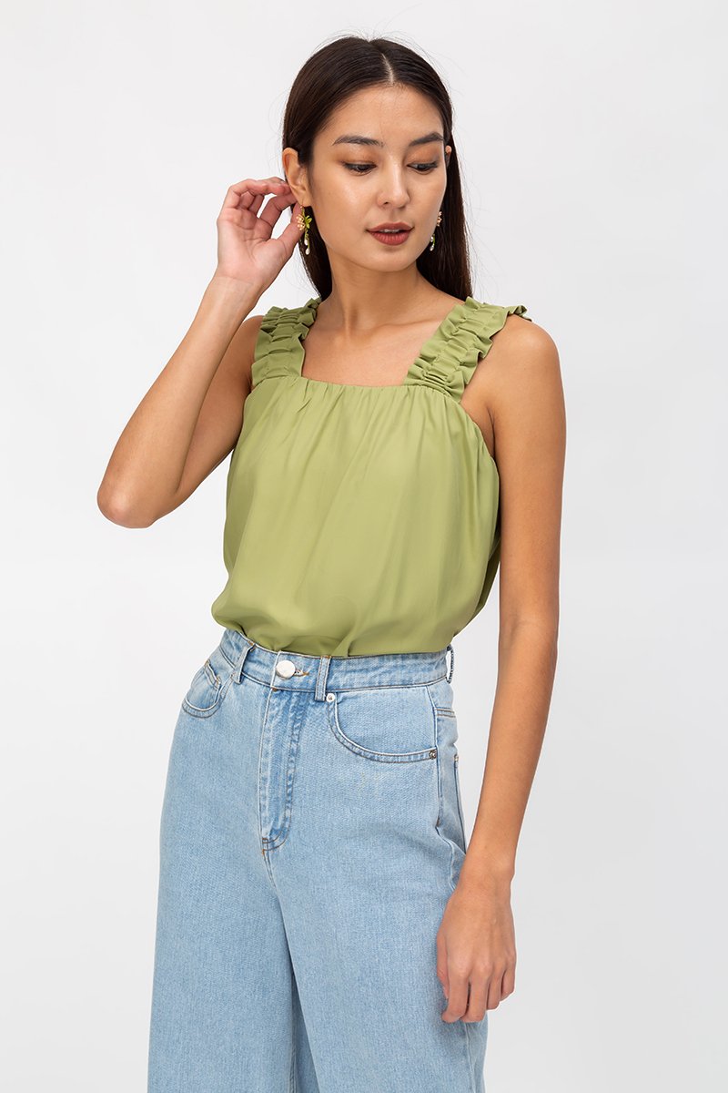 AYLIN RUCHED STRAPS TOP