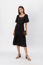 SIERRA PUFF SLEEVE MIDI DRESS W SASH