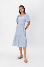 SIERRA PUFF SLEEVE MIDI DRESS W SASH