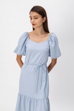 SIERRA PUFF SLEEVE MIDI DRESS W SASH