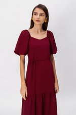 SIERRA PUFF SLEEVE MIDI DRESS W SASH