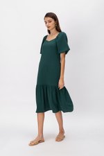 SIERRA PUFF SLEEVE MIDI DRESS W SASH