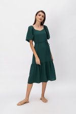 SIERRA PUFF SLEEVE MIDI DRESS W SASH