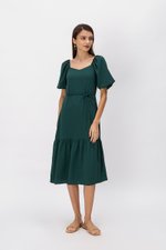 SIERRA PUFF SLEEVE MIDI DRESS W SASH