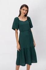 SIERRA PUFF SLEEVE MIDI DRESS W SASH