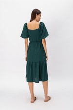 SIERRA PUFF SLEEVE MIDI DRESS W SASH