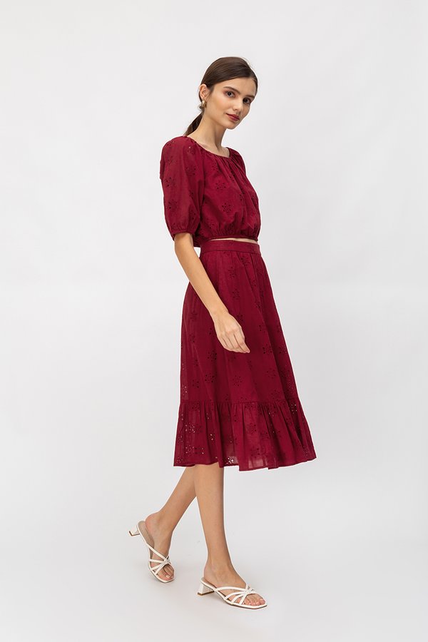 ALESSIA EYELET MIDI SKIRT