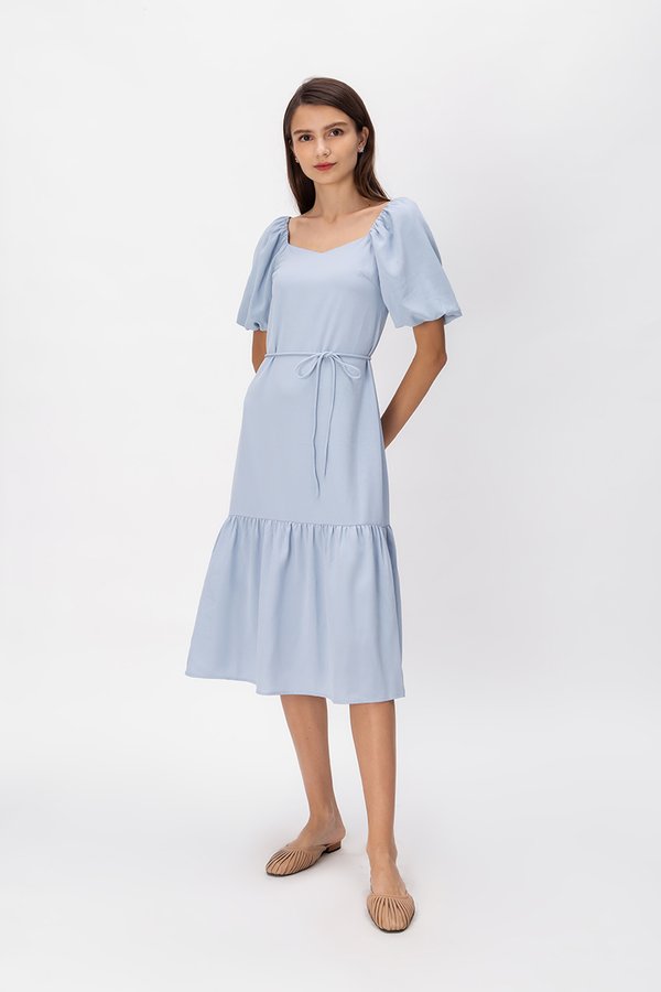 SIERRA PUFF SLEEVE MIDI DRESS W SASH