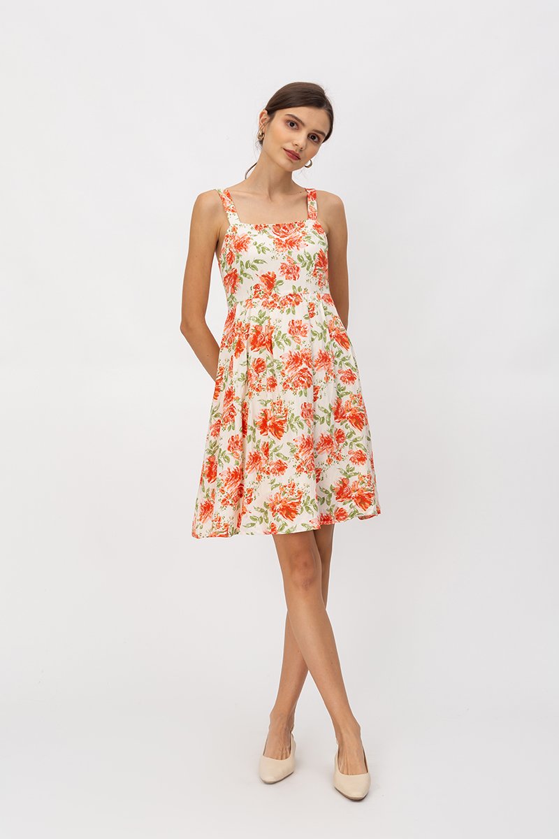 BRIELLA FLORAL BLOOM FIT & FLARE DRESS