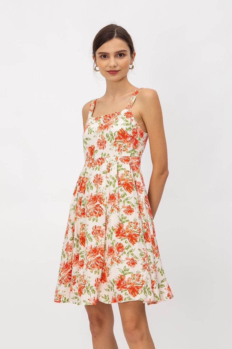 BRIELLA FLORAL BLOOM FIT & FLARE DRESS