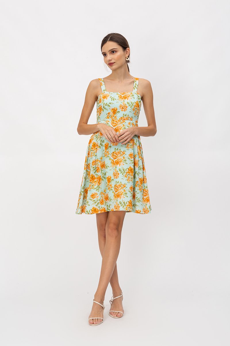 BRIELLA FLORAL BLOOM FIT & FLARE DRESS