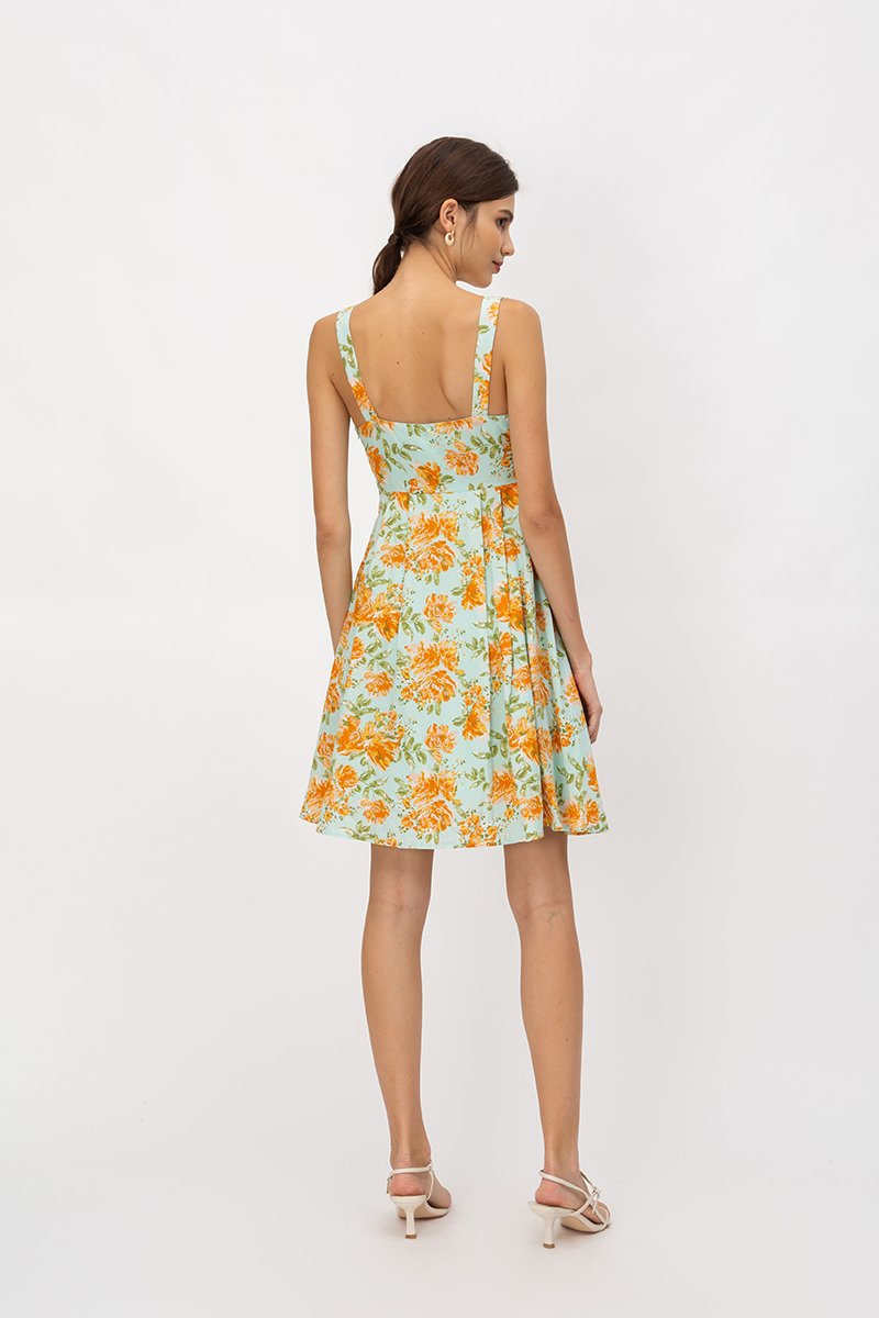 BRIELLA FLORAL BLOOM FIT & FLARE DRESS