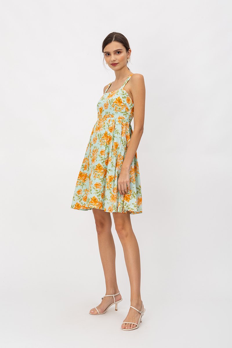 BRIELLA FLORAL BLOOM FIT & FLARE DRESS