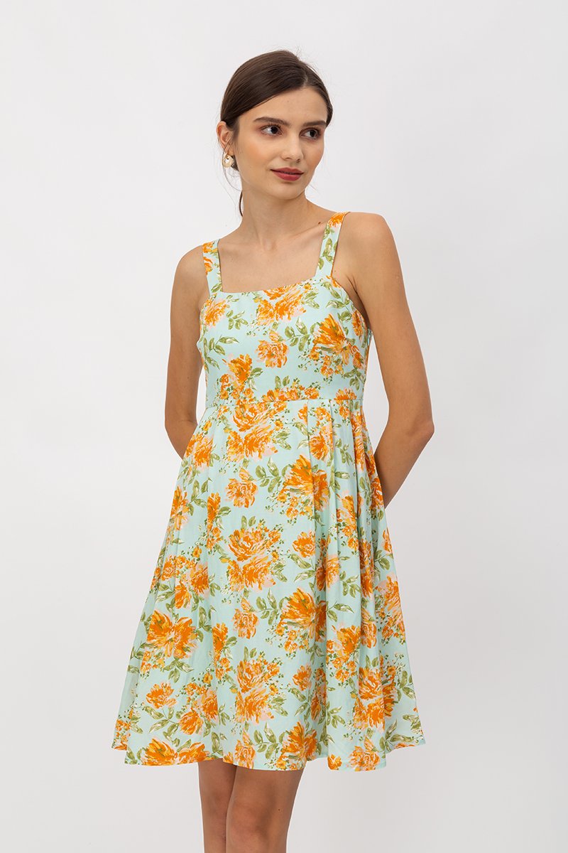 BRIELLA FLORAL BLOOM FIT & FLARE DRESS