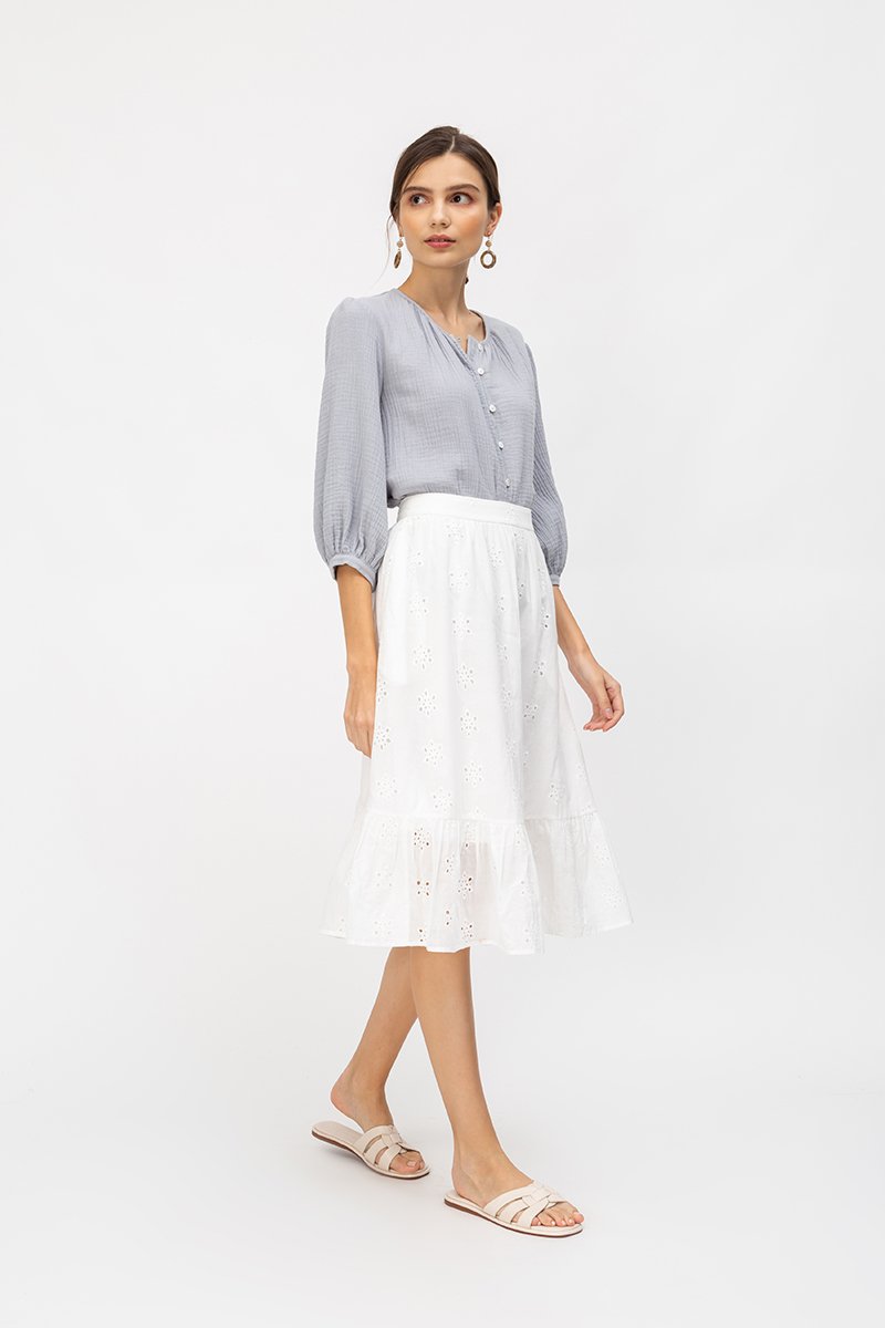 ALESSIA EYELET MIDI SKIRT