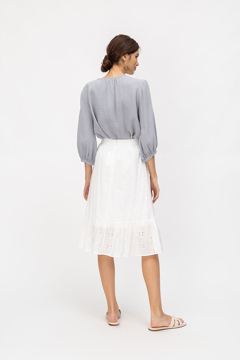 ALESSIA EYELET MIDI SKIRT