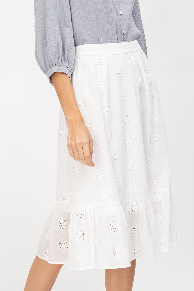 ALESSIA EYELET MIDI SKIRT