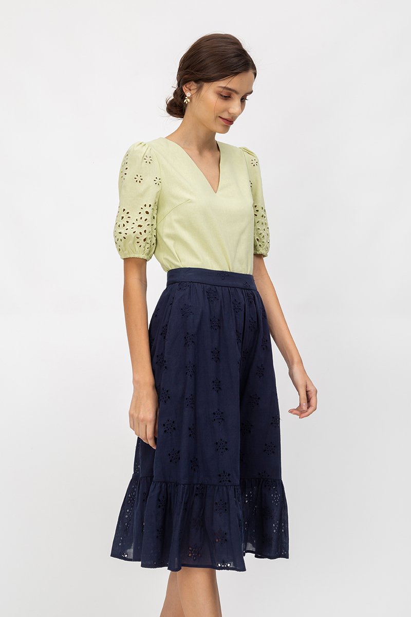 ALESSIA EYELET MIDI SKIRT