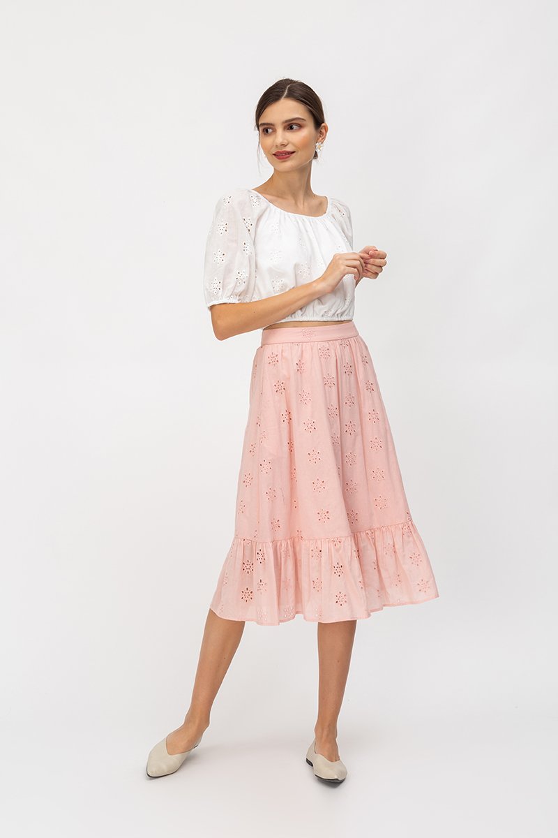 ALESSIA EYELET MIDI SKIRT