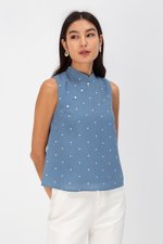 ALIZA POLKADOT CHEONGSAM TOP