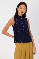 ALIZA POLKADOT CHEONGSAM TOP