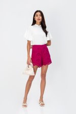 SHIRLYN EMBROIDERED SCALLOP HEM SHORTS SHIRLYN EMBROIDERED SCALLOP HEM SHORTS