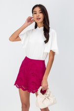 SHIRLYN EMBROIDERED SCALLOP HEM SHORTS SHIRLYN EMBROIDERED SCALLOP HEM SHORTS