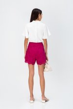 SHIRLYN EMBROIDERED SCALLOP HEM SHORTS SHIRLYN EMBROIDERED SCALLOP HEM SHORTS