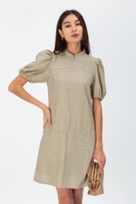 ABEL PUFF SLEEVE JACQUARD CHEONGSAM