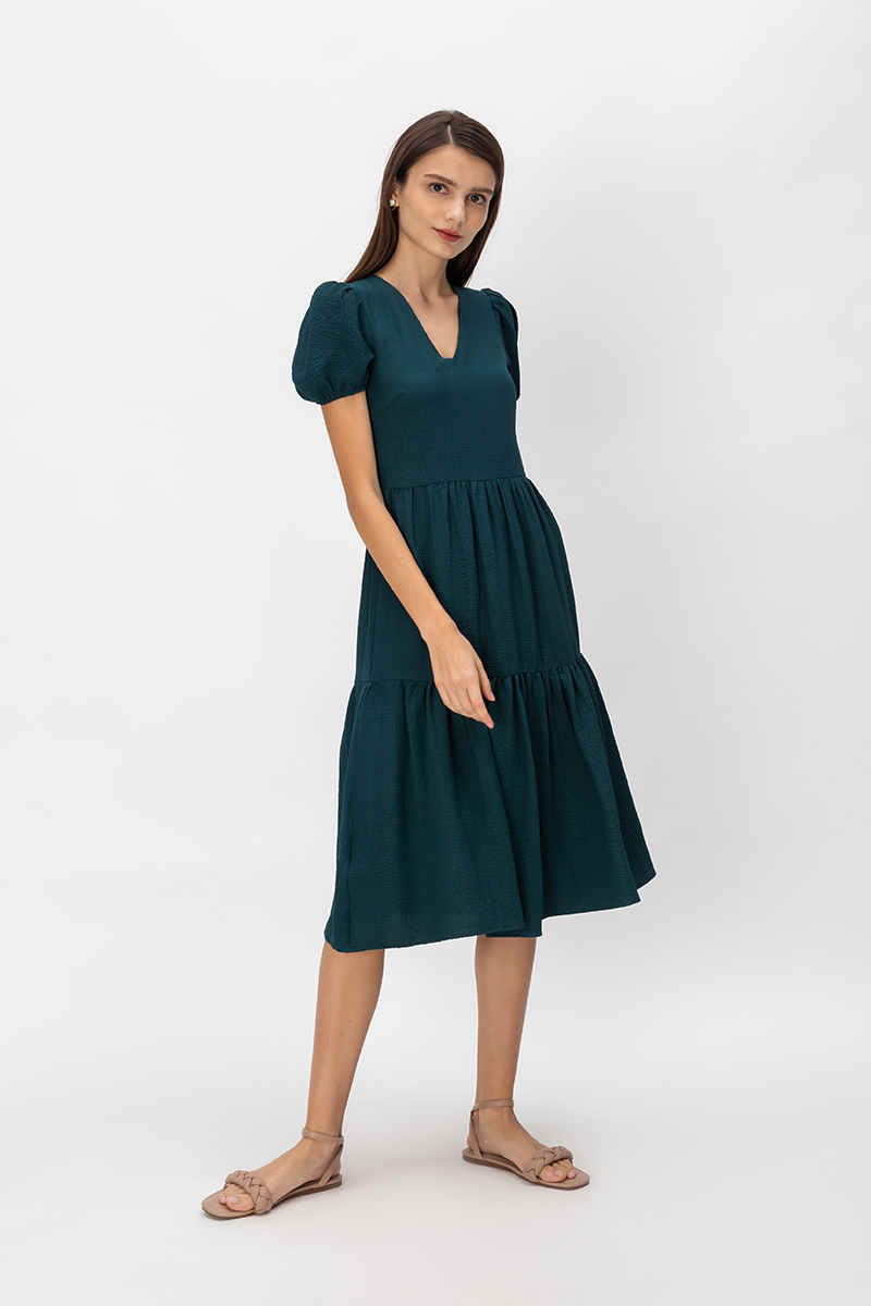 SOLANE PUFF SLEEVE TIERED DRESS