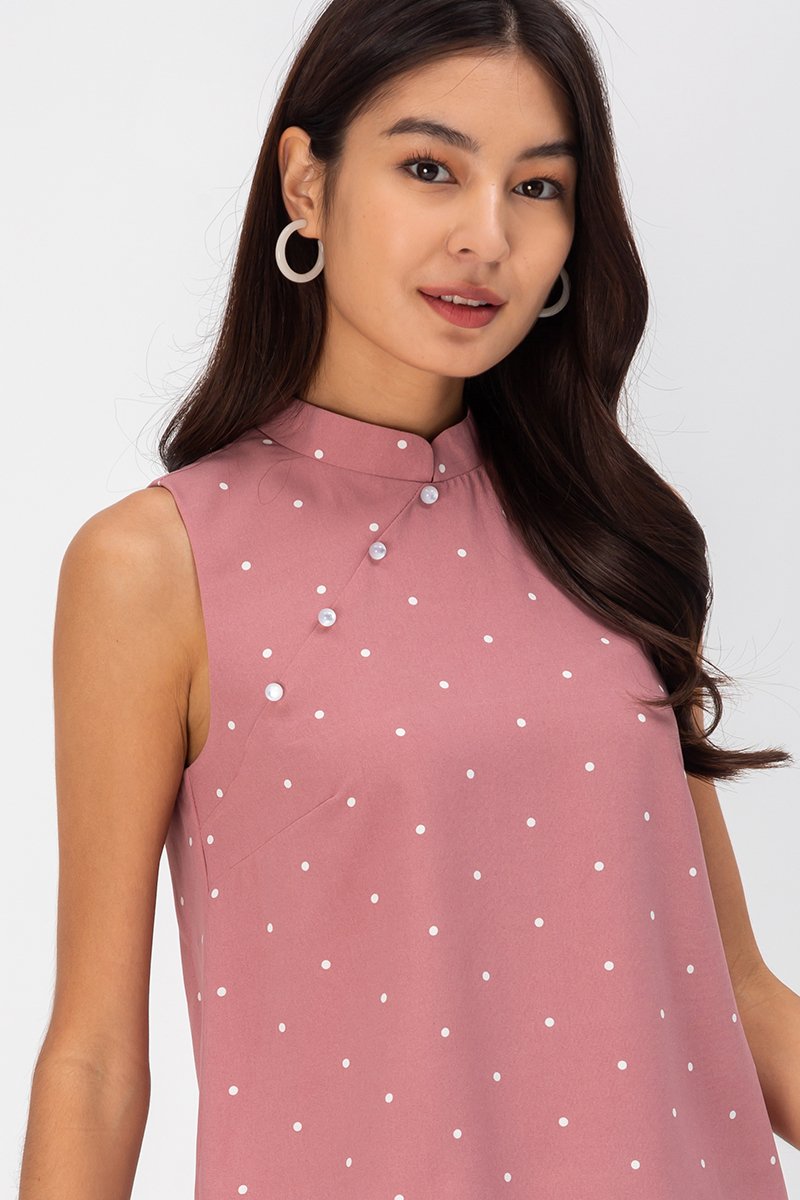 ALIZA POLKADOT CHEONGSAM TOP