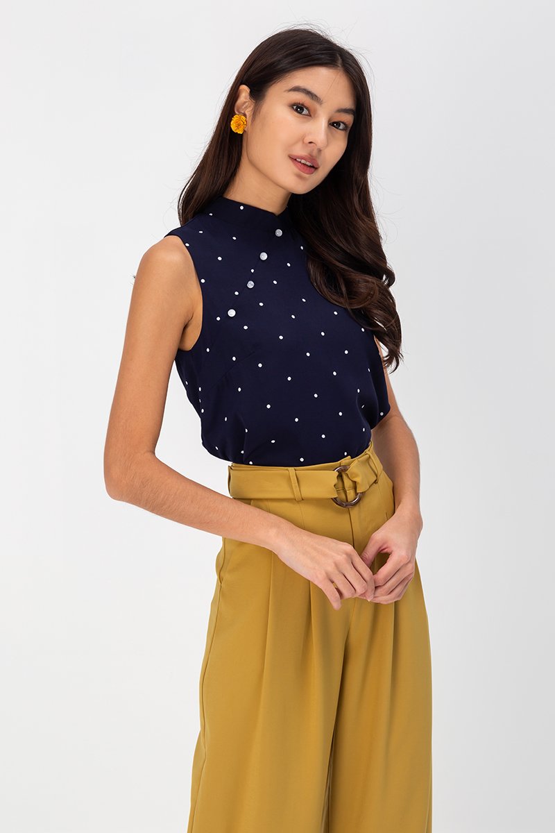 ALIZA POLKADOT CHEONGSAM TOP