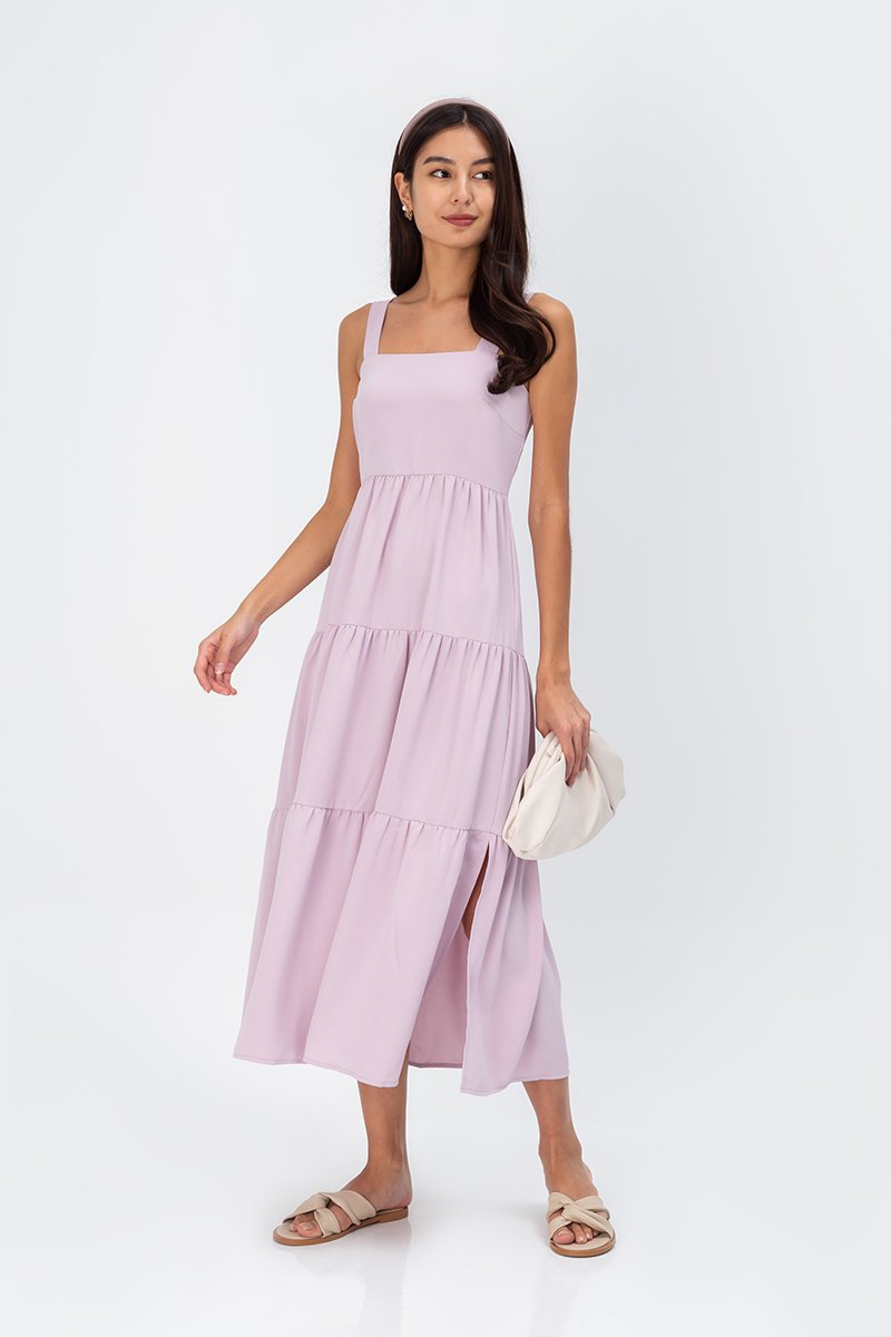 CARLENE TIERED MAXI DRESS W SLIT