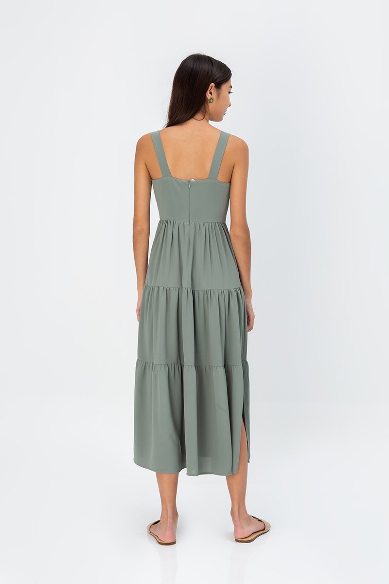 CARLENE TIERED MAXI DRESS W SLIT