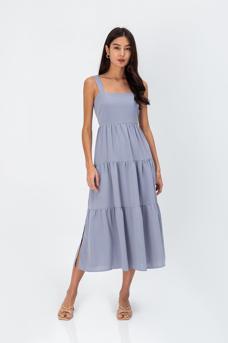 CARLENE TIERED MAXI DRESS W SLIT