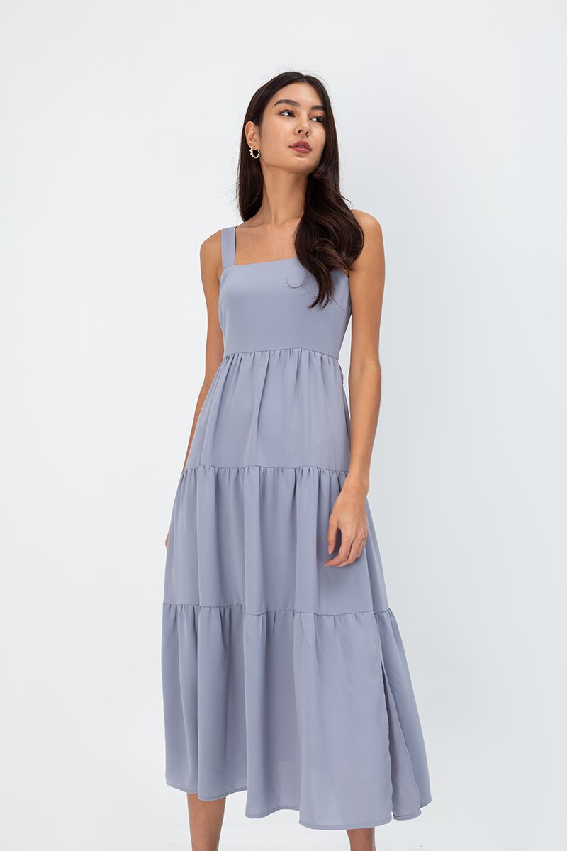 CARLENE TIERED MAXI DRESS W SLIT