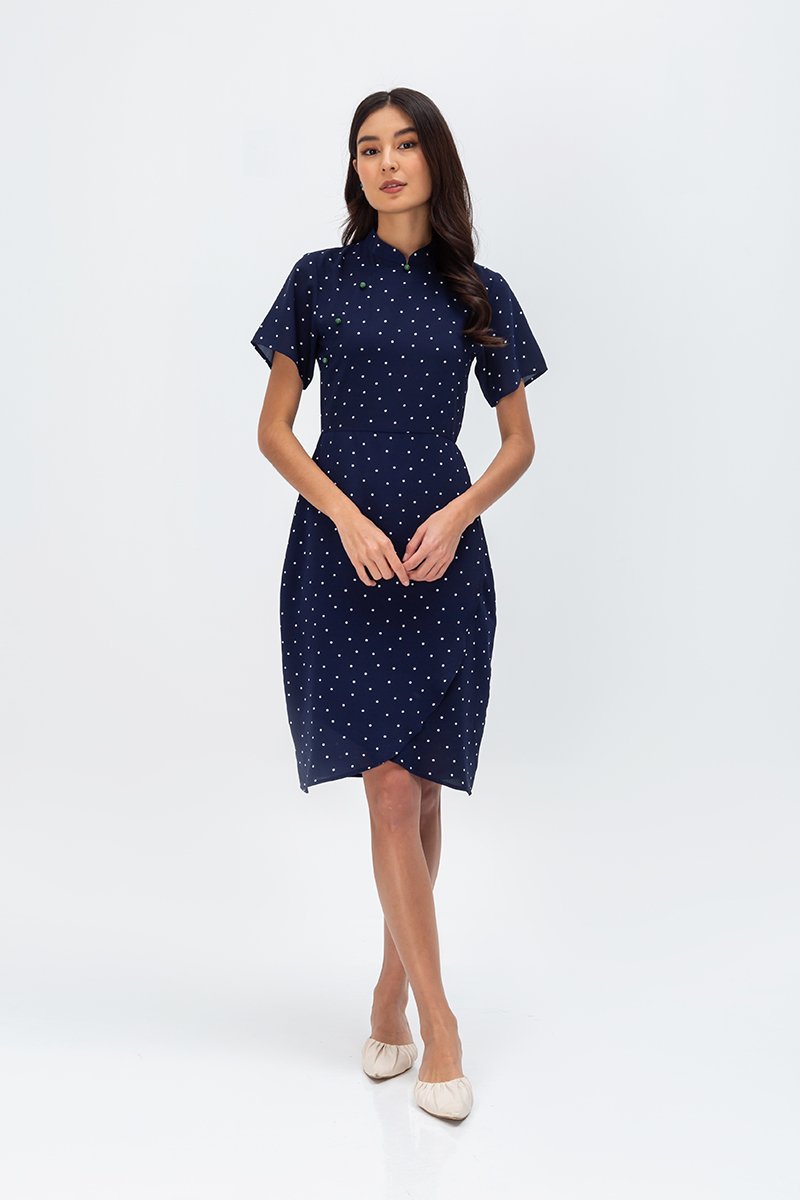 CALISTA POLKADOT WRAP CHEONGSAM