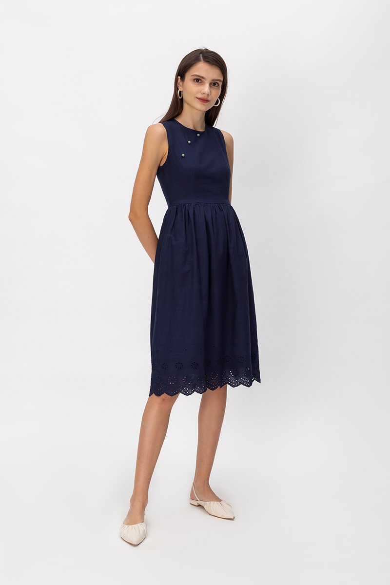 SABRINA EYELET CHEONGSAM DRESS