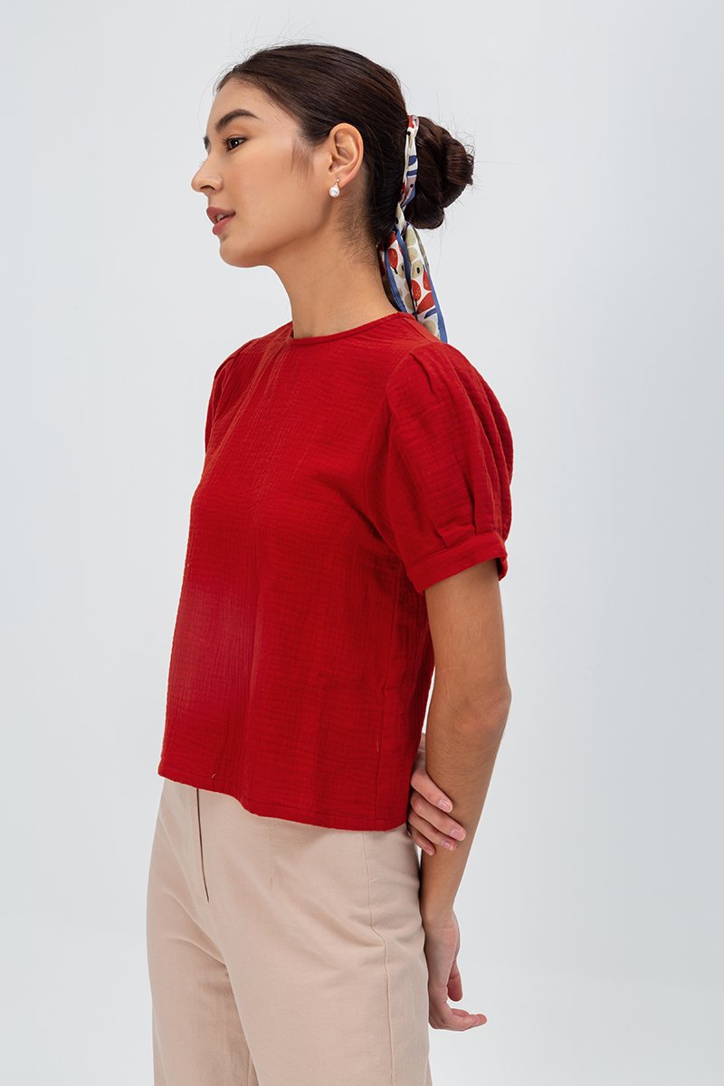 ELISABETTA COTTON PUFF SLEEVE TOP