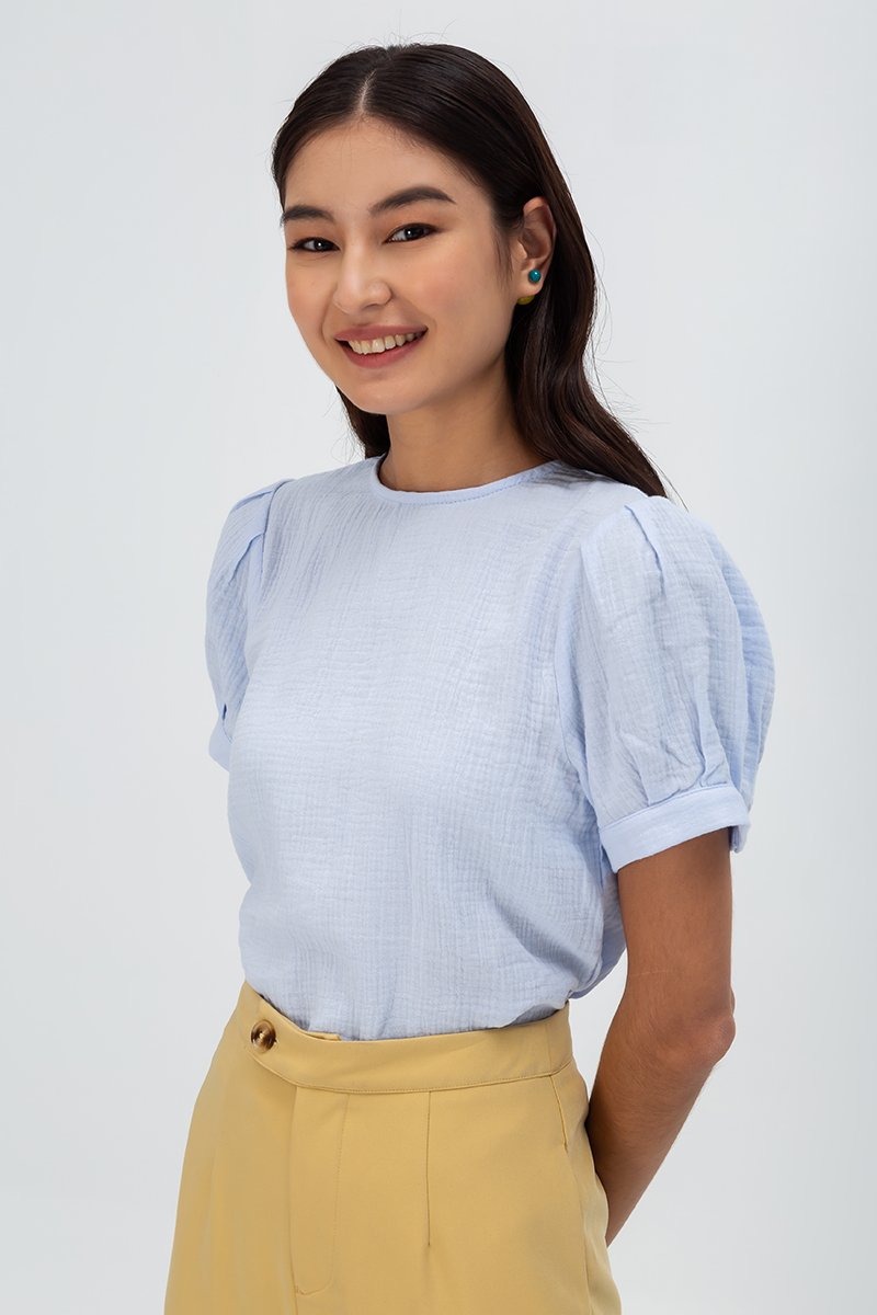 ELISABETTA COTTON PUFF SLEEVE TOP
