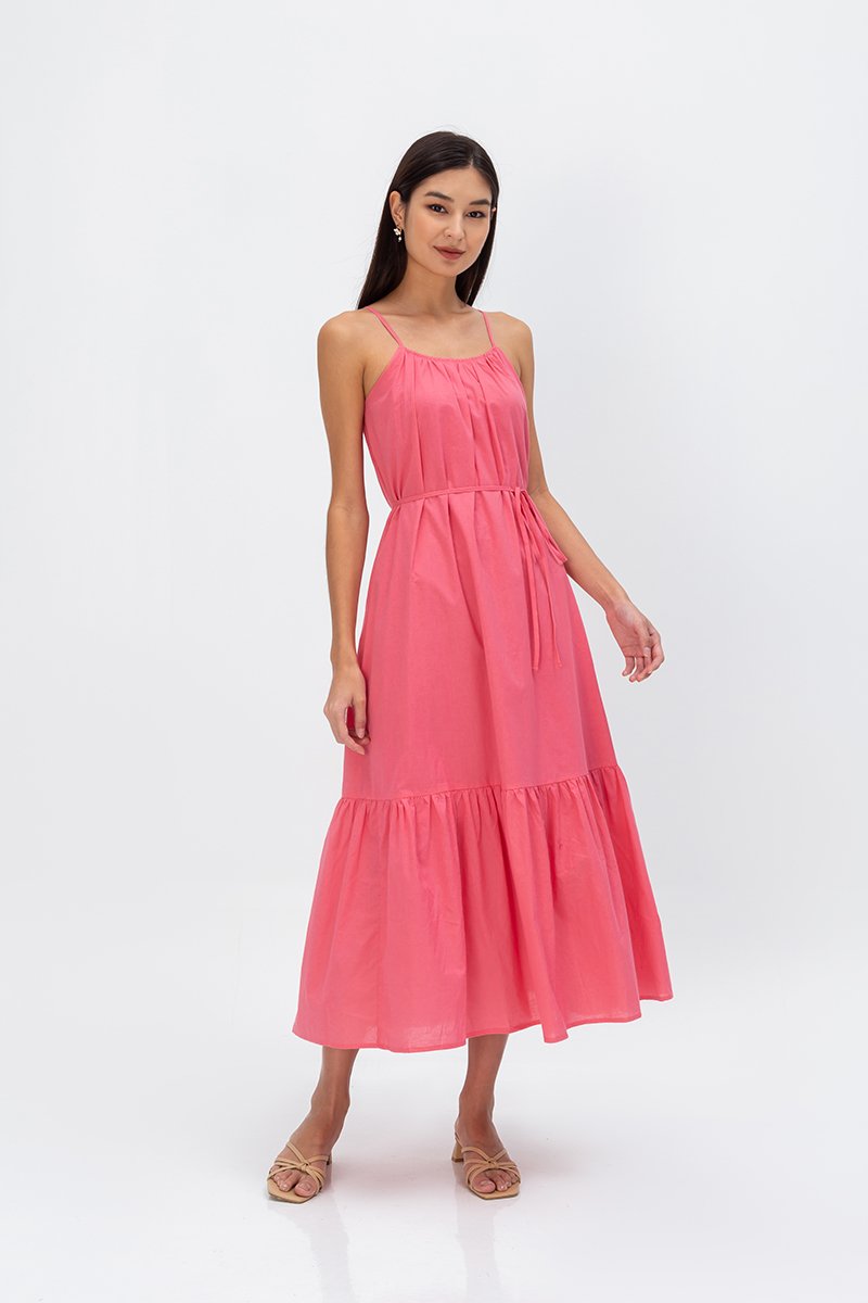 INIYA FLOUNCE HEM MAXI DRESS W SASH