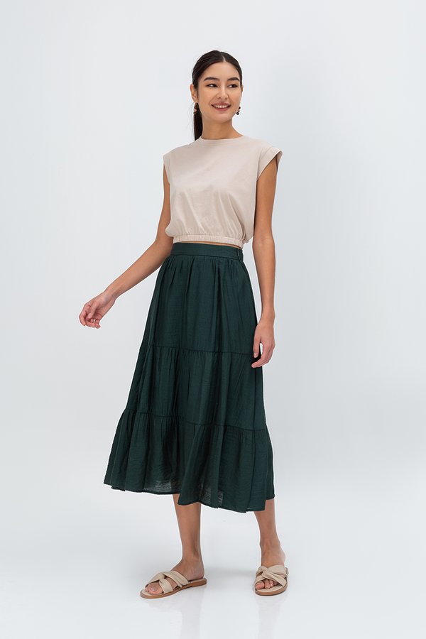 SANDY TIERED MIDI SKIRT