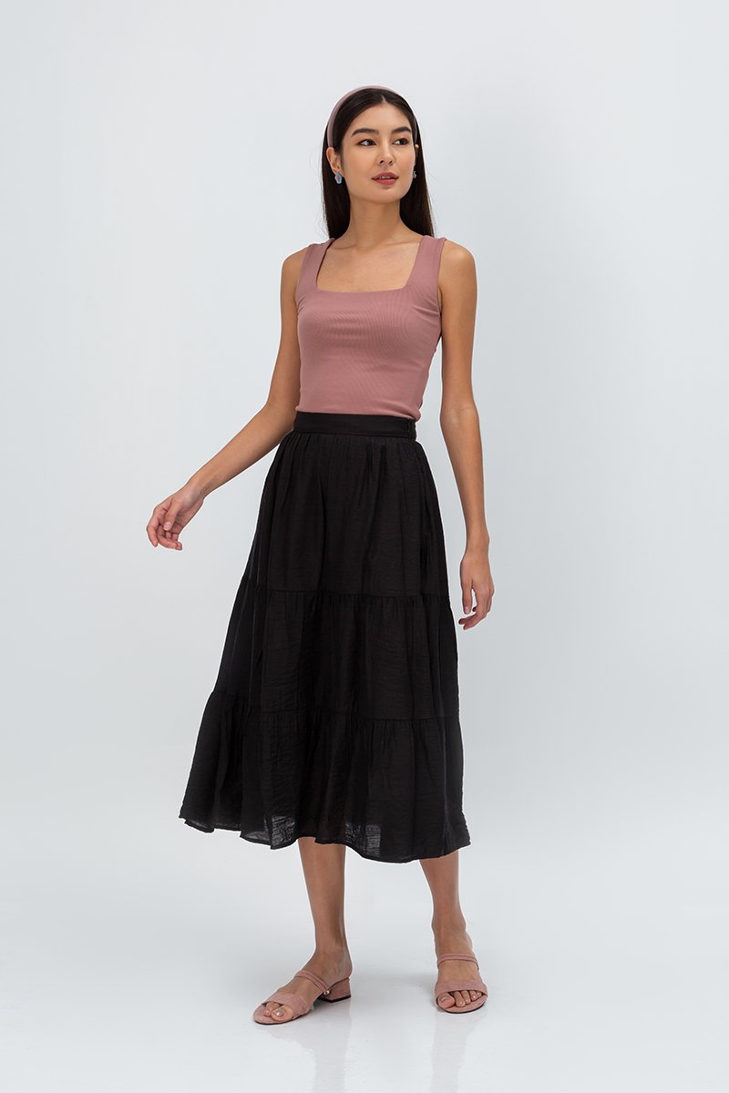 SANDY TIERED MIDI SKIRT