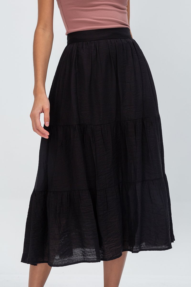 SANDY TIERED MIDI SKIRT