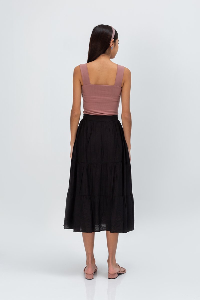 SANDY TIERED MIDI SKIRT