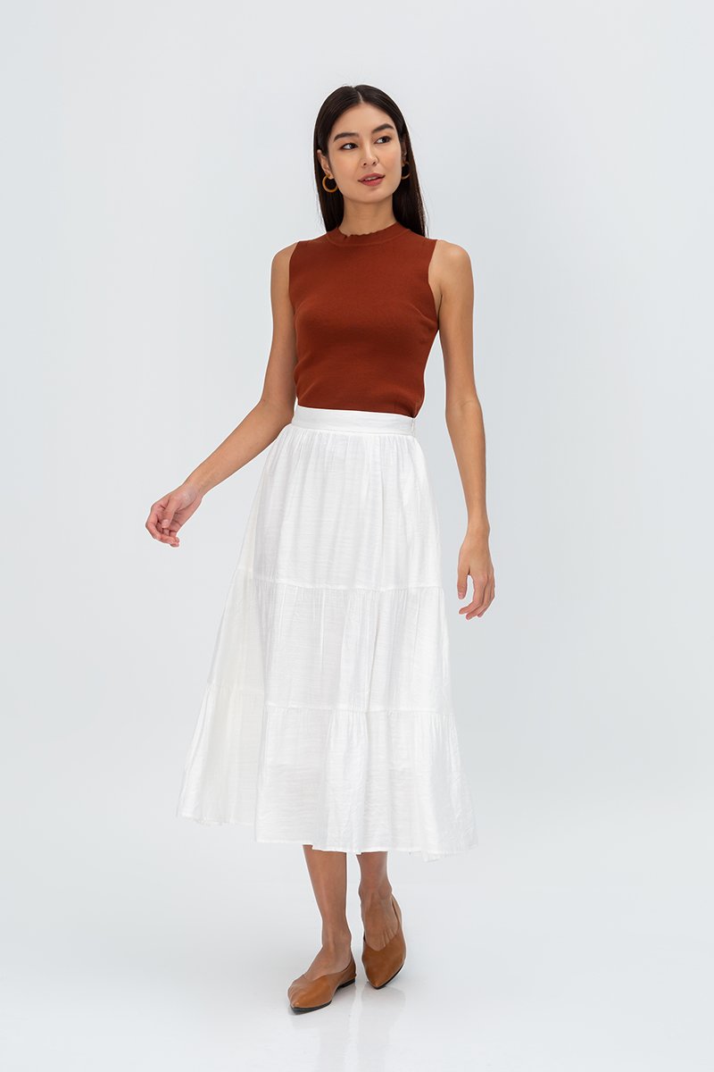 SANDY TIERED MIDI SKIRT
